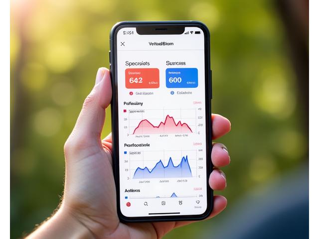 Close-up view of a smartphone screen displaying Veritas Bloom's wellness progress tracking interface with charts and goal achievements.